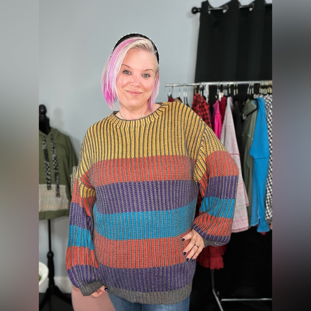 Haptics multi color oversized sweater